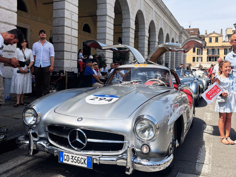 Mercedes-Benz 300 SL Gullwing waiting for the Start of Mille Miglia