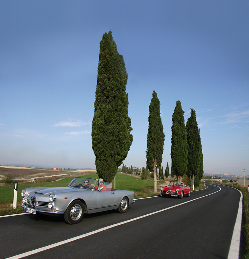 Alfa Romeo Giulia 2600 cabrio cabriolet Spider Tuscany tuscany | Nostalgic Oldtimerreisen